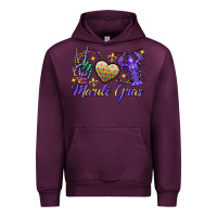 Mauve Wine Peace love crawfish Mardi Gras skeleton hand Urban Hoodie - FaDigitalArtStudio