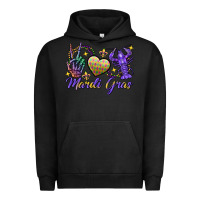Pigment Black Peace love crawfish Mardi Gras skeleton hand Urban Hoodie - FaDigitalArtStudio