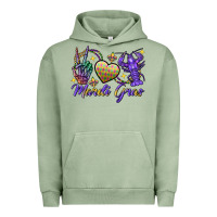 Pigment Oil Green Peace love crawfish Mardi Gras skeleton hand Urban Hoodie - FaDigitalArtStudio