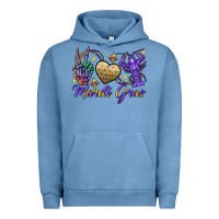 Pigment Pebble Blue Peace love crawfish Mardi Gras skeleton hand Urban Hoodie - FaDigitalArtStudio