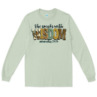 Matcha she speaks with wisdom proverbs 31 26 Long Sleeve Tee - NancyCooperArtShop