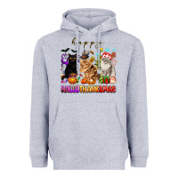 Heather Grey happy hallothanksmas cats Heavyweight Hoodie - texasbilliewilder