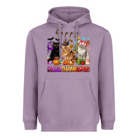 Lavender happy hallothanksmas cats Heavyweight Hoodie - texasbilliewilder
