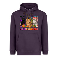 Plum happy hallothanksmas cats Heavyweight Hoodie - texasbilliewilder
