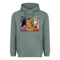 Sage happy hallothanksmas cats Heavyweight Hoodie - texasbilliewilder
