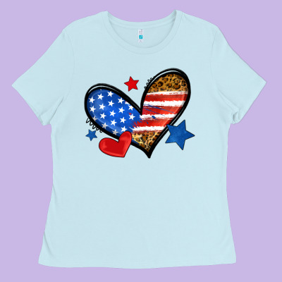American Flag Heart Leopard Ladies Tee Designed By Neo Western