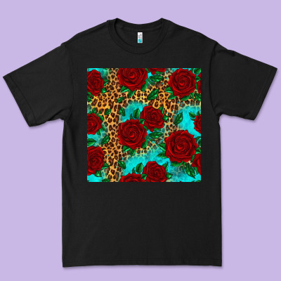 Leopard Roses Seamless Pattern Premium Tee Designed By Hra Design Shop