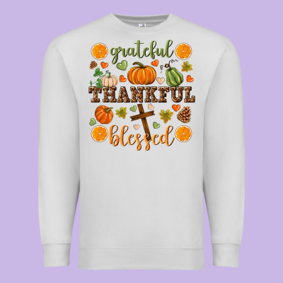 Grateful Thankful Blessed Premium Sweatshirt Designed By Nancycooperartshop