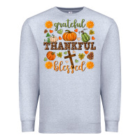 Heather Grey Grateful thankful blessed Premium Sweatshirt - NancyCooperArtShop