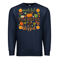 Navy Grateful thankful blessed Premium Sweatshirt - NancyCooperArtShop