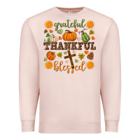 Pale Pink Grateful thankful blessed Premium Sweatshirt - NancyCooperArtShop