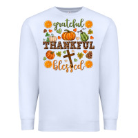 White Grateful thankful blessed Premium Sweatshirt - NancyCooperArtShop
