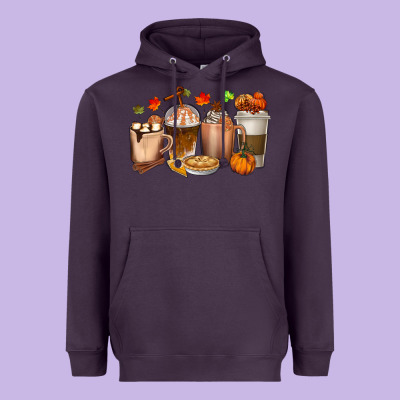 Pumpkin Spice Coffee Cups Heavyweight Hoodie Designed By Texasbilliewilder