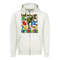 Oatmeal Heather embrace differences Zipper Hoodie - Artiststas