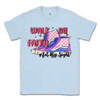 Dusty Blue walk by faith Classic Tee - MaliasSmallBusiness