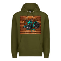 Army Green woodgrain motorcycle Premium Hoodie - TumblerDesignByShophia