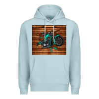 Blue Mist woodgrain motorcycle Premium Hoodie - TumblerDesignByShophia