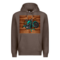 Coffee woodgrain motorcycle Premium Hoodie - TumblerDesignByShophia