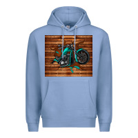 Colony Blue woodgrain motorcycle Premium Hoodie - TumblerDesignByShophia