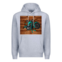 Heather Grey woodgrain motorcycle Premium Hoodie - TumblerDesignByShophia