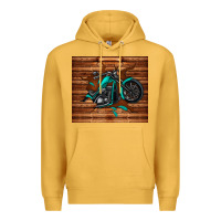 Mustard woodgrain motorcycle Premium Hoodie - TumblerDesignByShophia