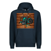 Navy woodgrain motorcycle Premium Hoodie - TumblerDesignByShophia