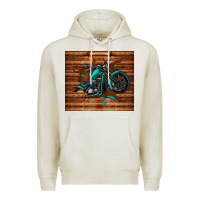 Oatmeal Heather woodgrain motorcycle Premium Hoodie - TumblerDesignByShophia