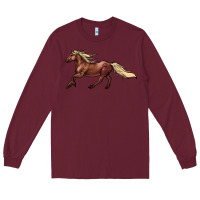 Burgundy running horse Long Sleeve Tee - NancyCooperArtShop