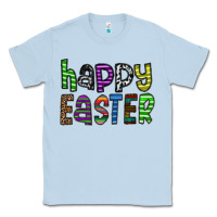 Dusty Blue Happy Easter Classic Tee - CowhideDigitalArt