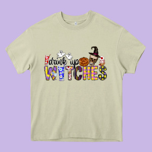 Drink Up Witches Heavy Core Tee Designed By Cowhidedigitalart