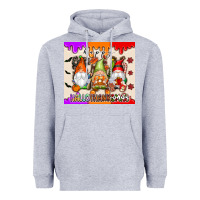 Heather Grey Happy Hallothanksmas gnomes Heavyweight Hoodie - texasbilliewilder