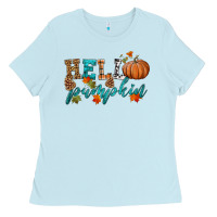 Baby Blue hello pumpkin Ladies Tee - HRA Design Shop