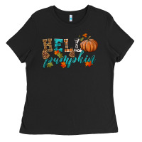Black hello pumpkin Ladies Tee - HRA Design Shop