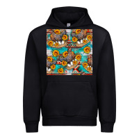 Black chicken with eggs and sunflowers seamles pattern Urban Hoodie - FaDigitalArtStudio