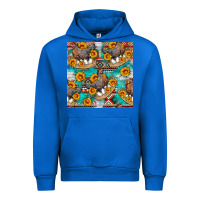 Cobalt chicken with eggs and sunflowers seamles pattern Urban Hoodie - FaDigitalArtStudio