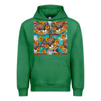 Emerald chicken with eggs and sunflowers seamles pattern Urban Hoodie - FaDigitalArtStudio
