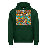Forest Green chicken with eggs and sunflowers seamles pattern Urban Hoodie - FaDigitalArtStudio