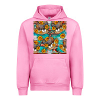 Fuchsia Pink chicken with eggs and sunflowers seamles pattern Urban Hoodie - FaDigitalArtStudio