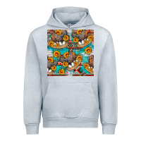 Heather Grey chicken with eggs and sunflowers seamles pattern Urban Hoodie - FaDigitalArtStudio