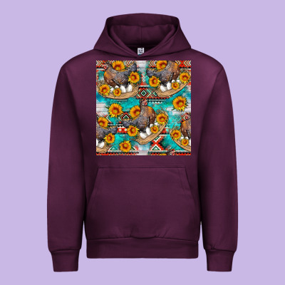 Chicken With Eggs And Sunflowers Seamles Pattern Urban Hoodie Designed By Fadigitalartstudio