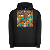 Pigment Black chicken with eggs and sunflowers seamles pattern Urban Hoodie - FaDigitalArtStudio