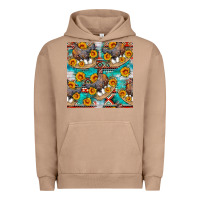 Pigment Burro chicken with eggs and sunflowers seamles pattern Urban Hoodie - FaDigitalArtStudio