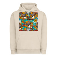 Pigment French Oak chicken with eggs and sunflowers seamles pattern Urban Hoodie - FaDigitalArtStudio