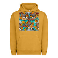 Pigment Peanut Butter chicken with eggs and sunflowers seamles pattern Urban Hoodie - FaDigitalArtStudio