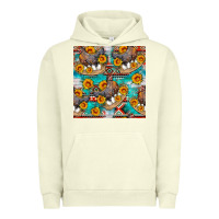 Pigment Pistachio chicken with eggs and sunflowers seamles pattern Urban Hoodie - FaDigitalArtStudio