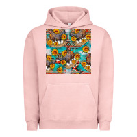 Pigment Salmon chicken with eggs and sunflowers seamles pattern Urban Hoodie - FaDigitalArtStudio