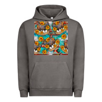 Pigment Tornado chicken with eggs and sunflowers seamles pattern Urban Hoodie - FaDigitalArtStudio