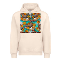 Sandshell chicken with eggs and sunflowers seamles pattern Urban Hoodie - FaDigitalArtStudio