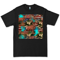 Black hunting deer american flag seamless pattern Premium Tee - HRA Design Shop