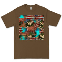 Cacao hunting deer american flag seamless pattern Premium Tee - HRA Design Shop